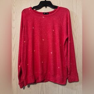 Buffalo David Bitton Red w/ Pink Hearts Crewneck Pullover Sweatshirt size L